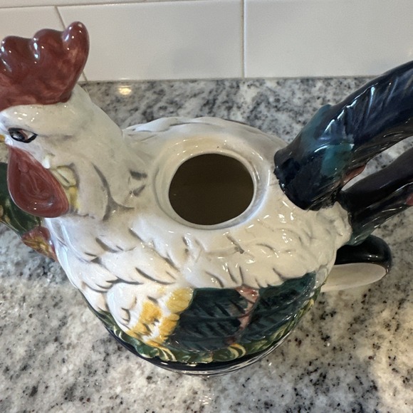 Vintage CBK Ltd. Ceramic Rooster Tea Pot Kitchen Farmhouse 1998 Tile Accent - Picture 4 of 9